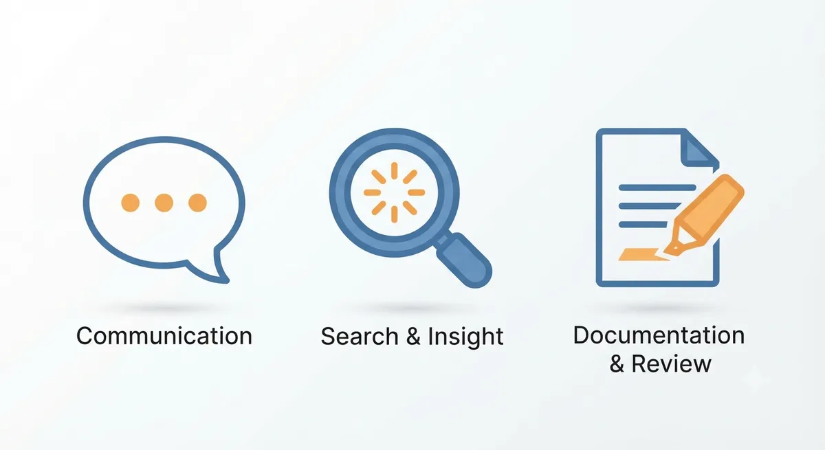 Comparativa visual de tipos de IA para estudiar: chat conversacional, búsqueda y análisis de documentos